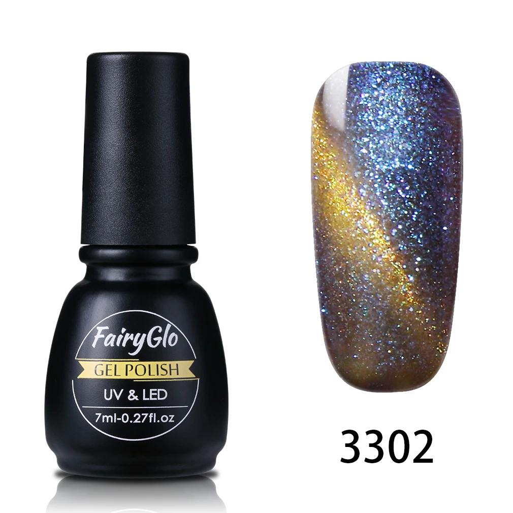 FairyGlo 7 мл Гель-лак «кошачий глаз» УФ светодиодный светильник гель для ногтей Хамелеон Блестящий магнитный гель лак для ногтей длинный последний гель лак гибридный - Цвет: 3302