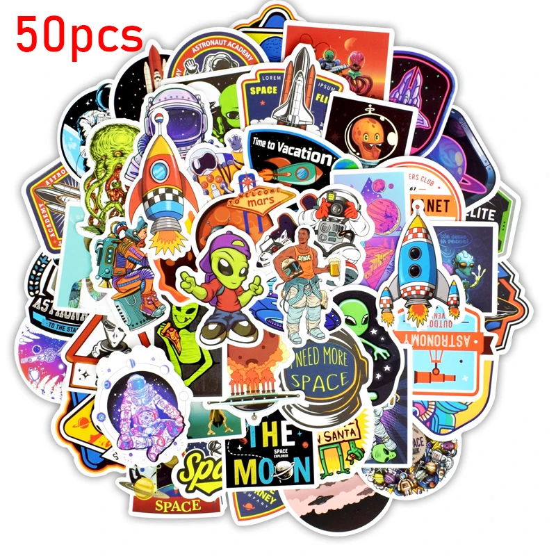 50 шт. ET наклейки игрушки для детей инопланетянин НЛО астронавт ракета корабль