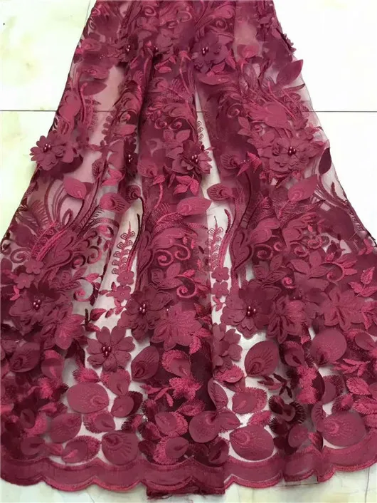 3d flower fabric gold nigerian wedding lace 2018 french luxury embroidered tulle with beads stones and sequins | Дом и сад