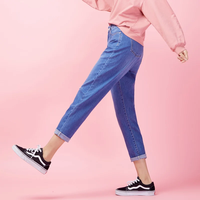 Женские джинсы-капельки LEIJIJEANS свободные брюки с высокой талией и эластичной