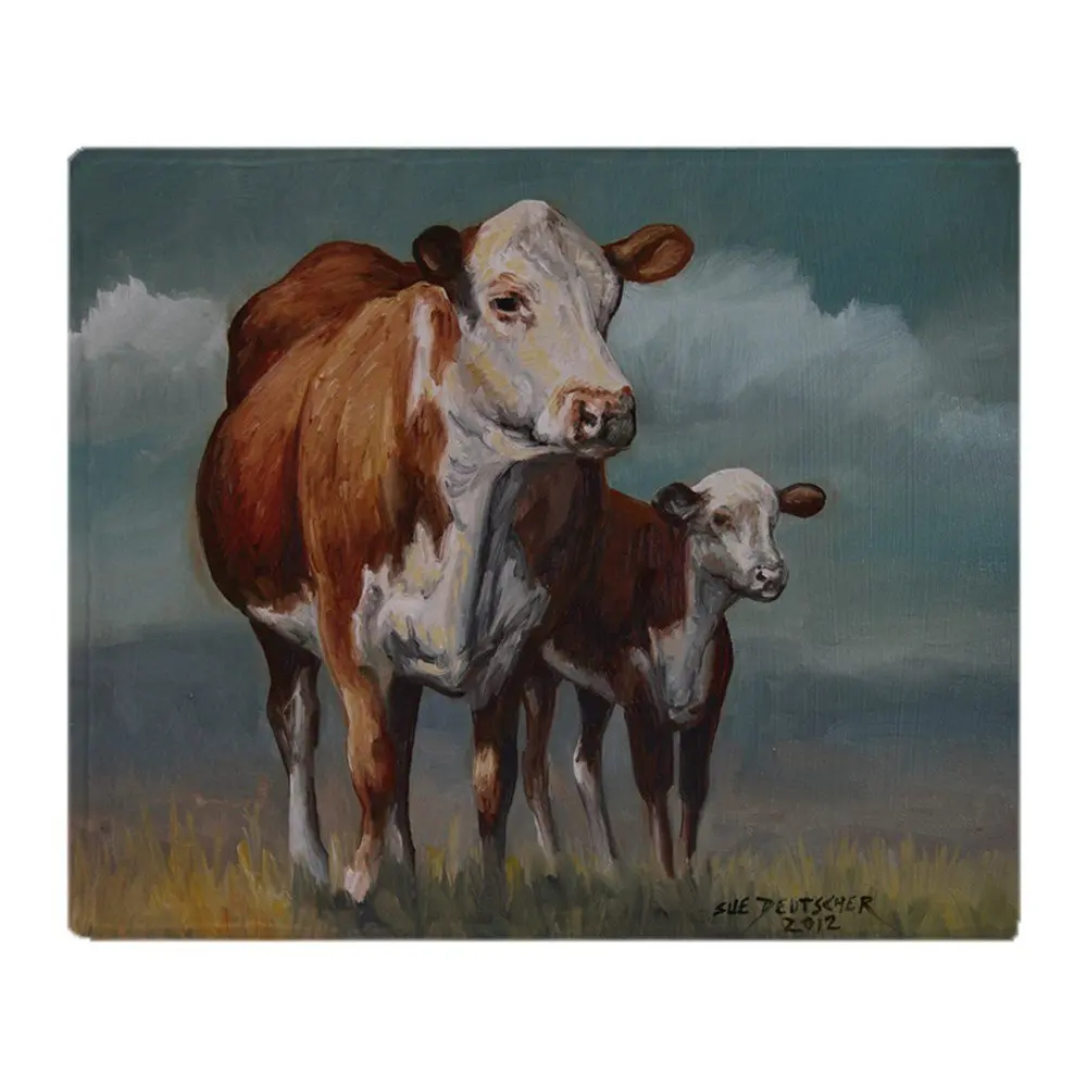 Персонализированные Hereford корова и теленок на пастбище мягкое Флисовое одеяло