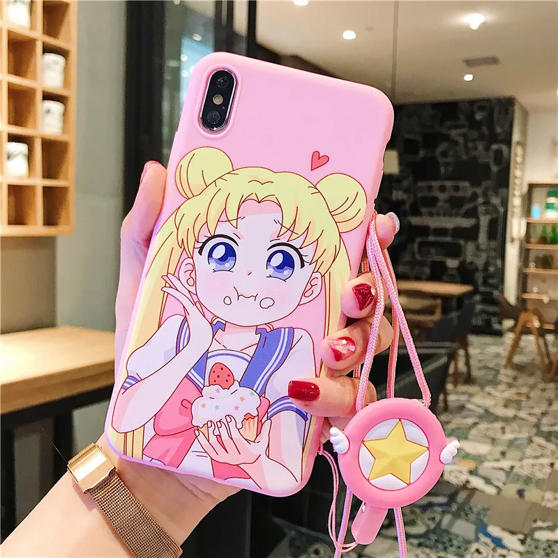Чехол с рисунком Сейлор Мун для iPhone 6 6s 7 Plus Мягкий силиконовый чехол троса XS MAX XR 8 X
