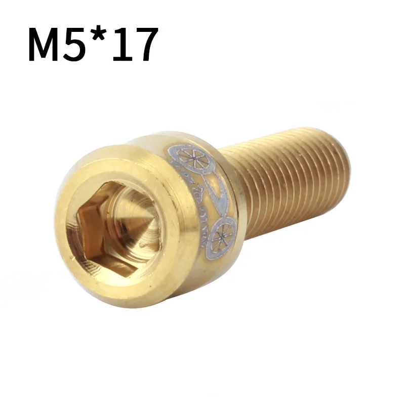 M5-17 Gold Muqzi Горный Руль для шоссейного велосипеда велосипед M5* 15/17/19 мм Титан сплав винт складной велосипед стволовых винт для руля - Цвет: M5-17 Gold