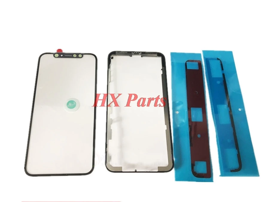 10 комплектов для iPhone X переднее внешнее стекло + ока с рамкой набор наклеек