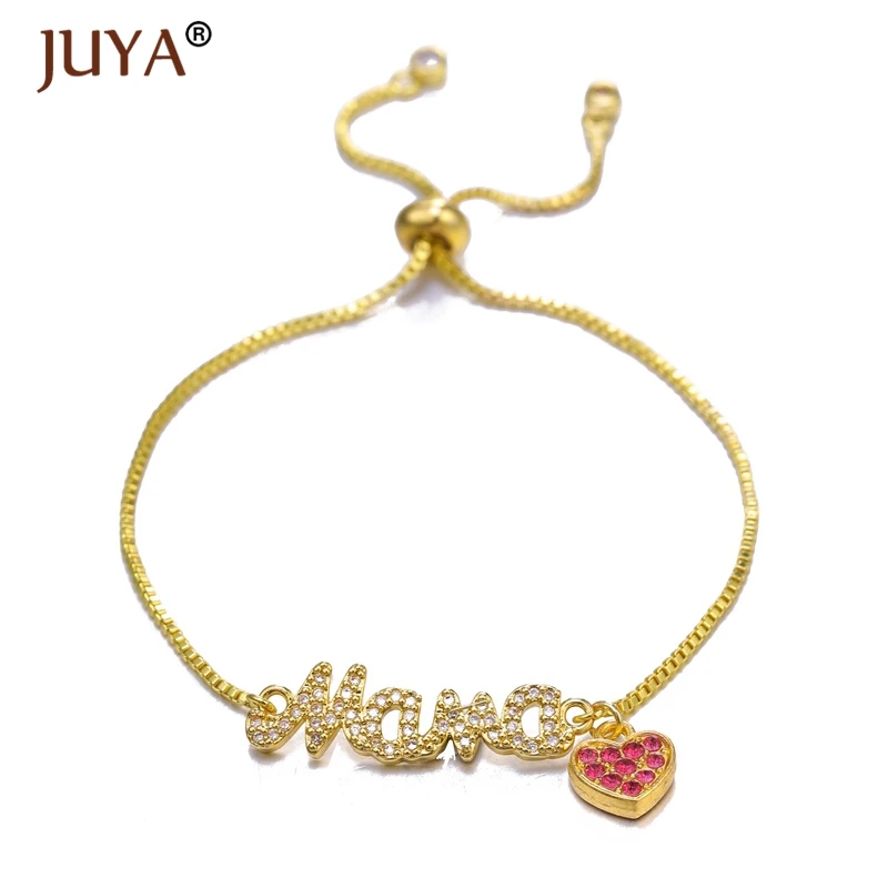 Женский браслет с фианитами Juya New Heart Mama регулируемая цепочка браслеты ручной