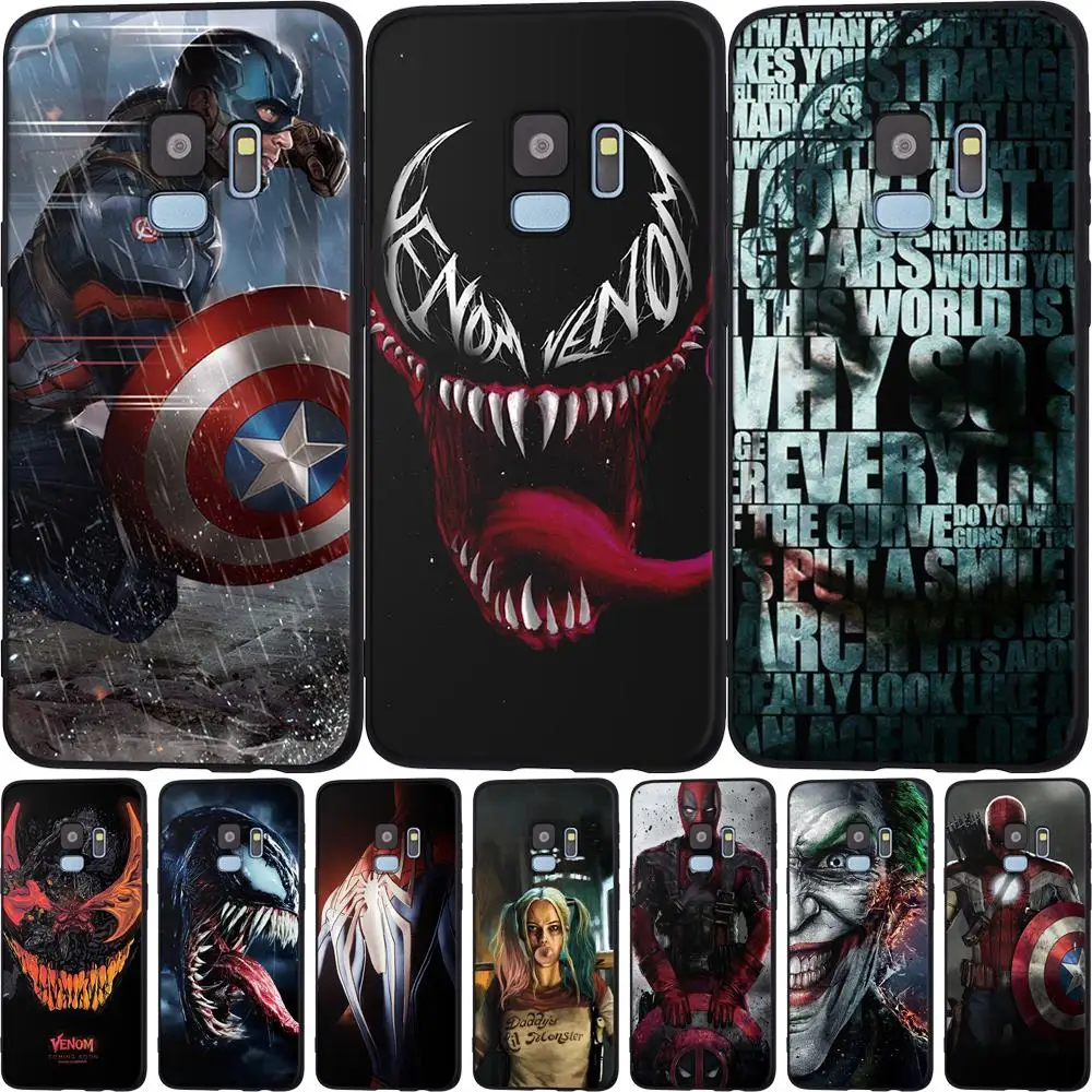 Venom чехол для Samsung Галактики A6 A8 плюс A5 A7 J7 J5 J3 S10 S9 S8 плюс S10e S7 Edge черный чехол из силикона и термополиуретана чехол