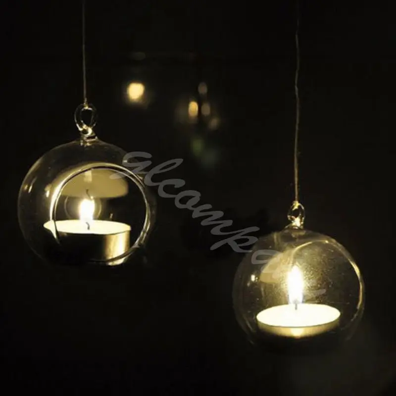 Round Hanging Up12cm Хэллоуин Кристалл Стекло висячая Свеча светильник подсвечник свечи обеденные вечерние свадебные домашний декор - Цвет: Round Hanging Up12cm