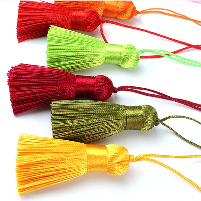 

12pcs/lot small short fat tassel silk fringe sewing bangs flower tassel trim decorative for curtains home decoration accessories