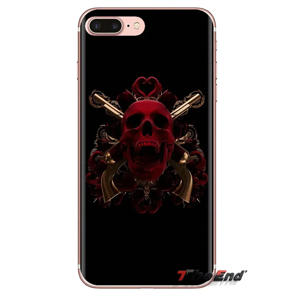 Черный череп белый цветок для iPod Touch Apple iPhone 4 4S 5 5S SE 5C 6 6S 7 8 X XR XS Plus MAX мягкие