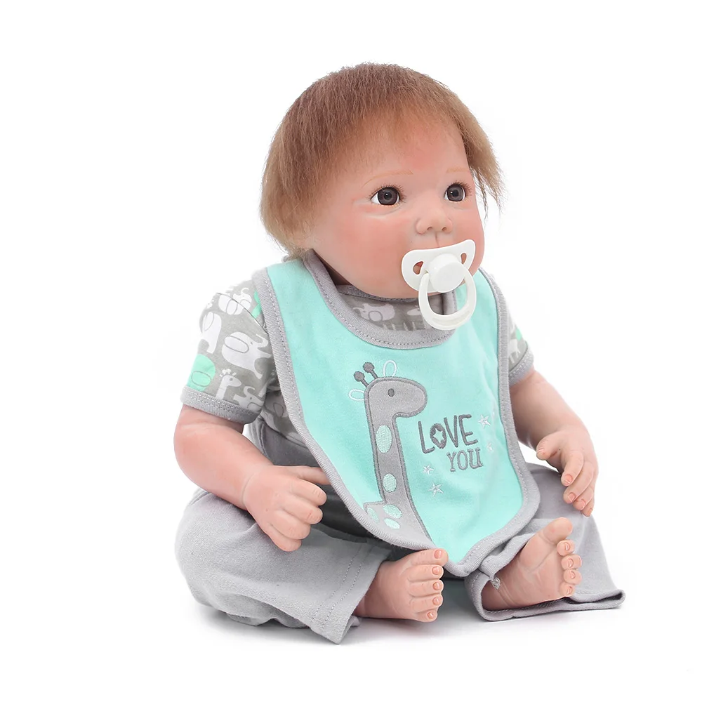 

Big round brown eyes doll reborn toys for boys girls gift stuffed 3/4 silicone vinyl reborn babies bebe real alive reborn boneca