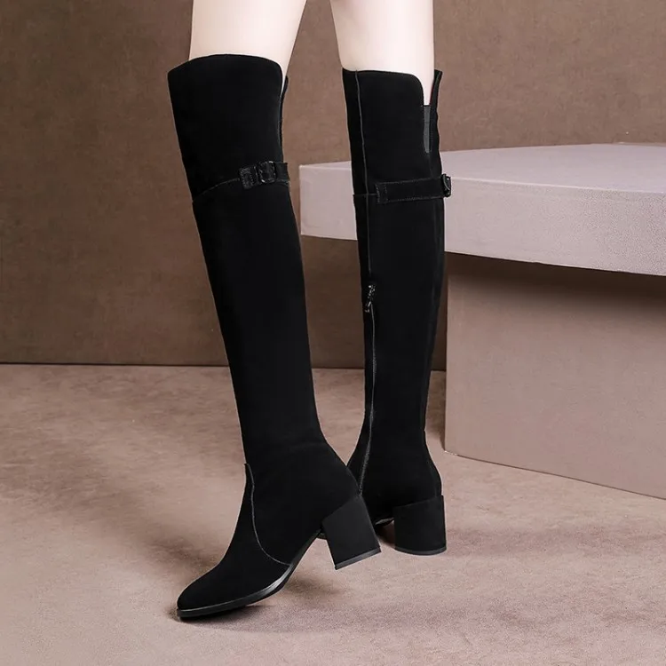 

{Zorssar} 2019 New Winter Warm plush Women Snow Boots Fashion Thigh High Boots cow Suede Women Over the knee boots High Heels