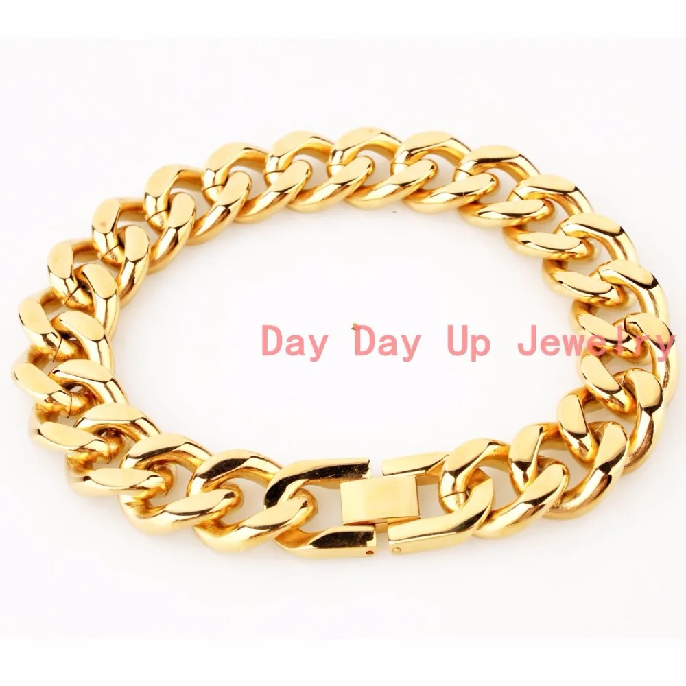 Мужской и женский браслет из нержавеющей стали золотистого цвета с ремешком 7 &quot