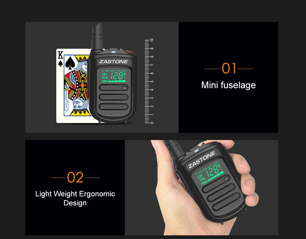 2 шт) Zastone mini9 128 каналов uhf мини тела walkie talkie двухстороннее радио 5 Вт 400-470 МГц портативный Радиоприемник