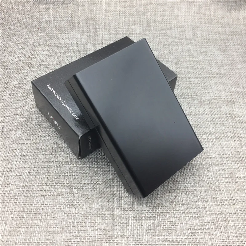 Solid Black Color Индивидуальный чехол для сигарет, ультра тонкий алюминиевый сплав, коробка для сигарет с лазерной гравировкой - Цвет: Solid Black Color