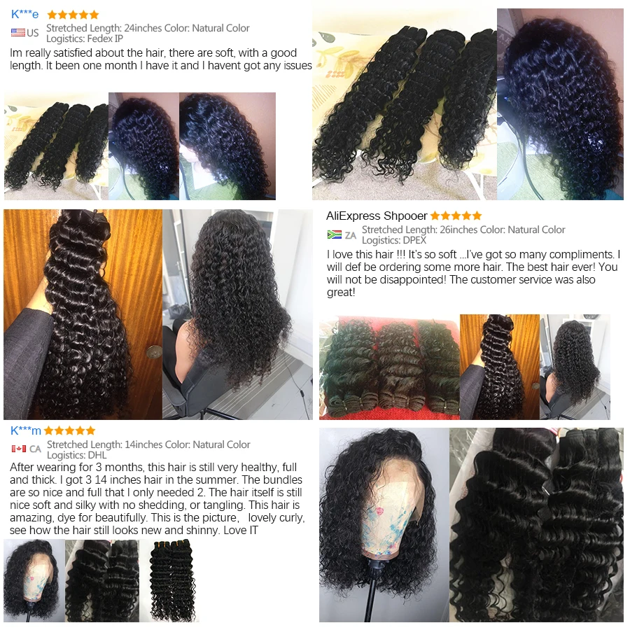 RUIYU глубокая волна пучки бразильских локонов переплетение пучок s не Реми