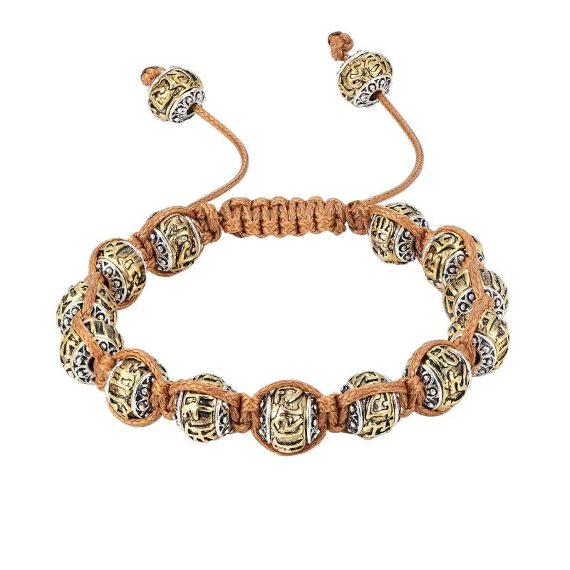 

NEW Fashion Tibetan Buddhism Alloy Retro Bracelet Men's Six-Character Mantra OM MANI PADME HUM Metal Amulet Beads Bracelet Women