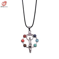 alloy people 7 chakra pendant necklace for women reiki symbols stones healing crystal yoga pendants jewelry