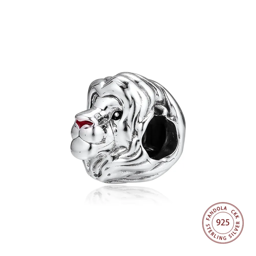 925 стерлингового серебра лев Король Simba амулеты Бусина Подходит Pandora шарм браслеты DIY бусины для изготовления ювелирных изделий