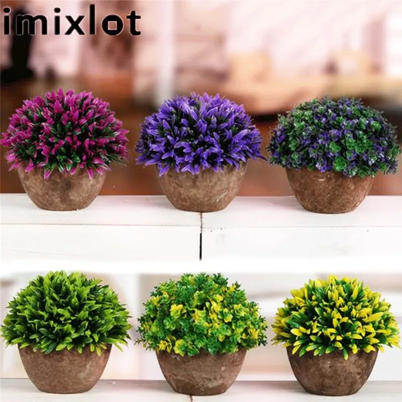 Imixlot 1 шт. искусственное дерево Топиарий шар зеленые растения горшок садовые
