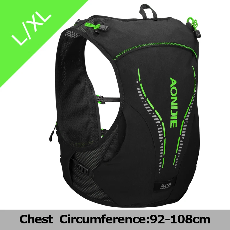 LXL Black Green AONIJIE 5L Рюкзак гидратация C950 дышащий Легкий Жилет Жгут воды мочевого пузыря Пешие прогулки бег марафон гонки кемпинг - Цвет: LXL Black Green
