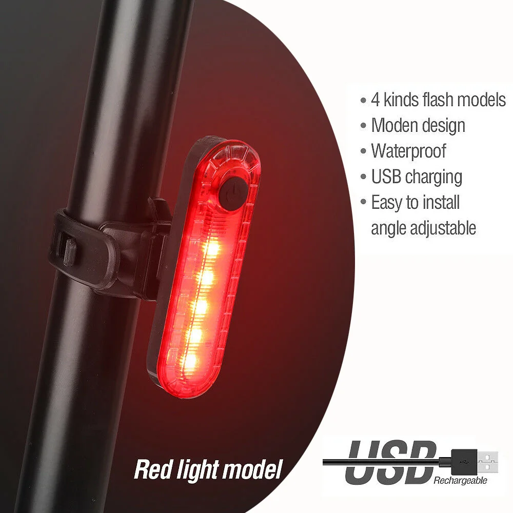 Bike Bicycle Light LED 4 Kind Flash Models Taillight USB Rechargeable Waterproof Safety Cycling Portable Rear For | Спорт и