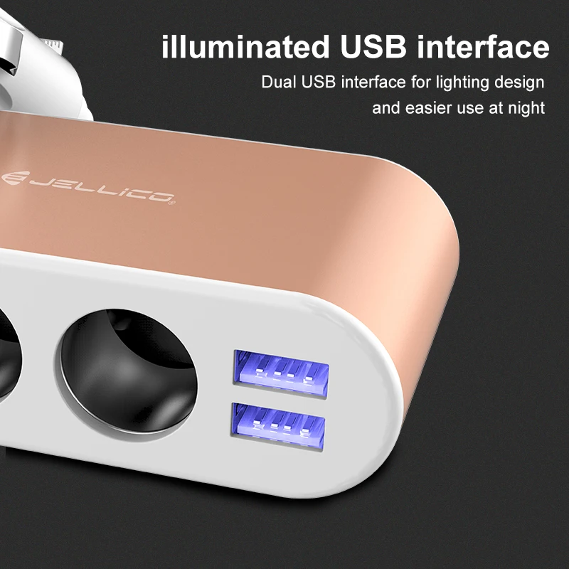 Jellico 3 1 а прикуривателя и 2 USB быстрой зарядки для Iphone X 8 7 Plus Samsung S9 S8 мобильных