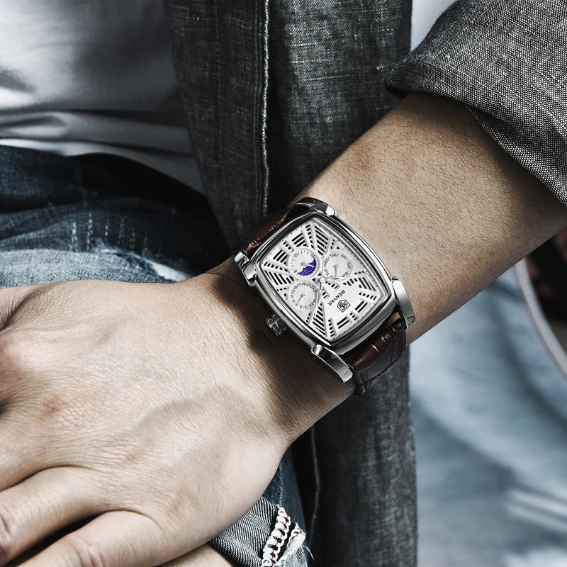 Мужские водонепроницаемые часы BENYAR с отображением даты недели и месяца мужские