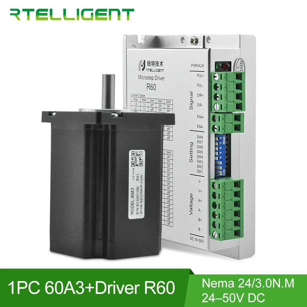 rtelligent- nema 60×60 mm 3n. 5a com 2450v dc a nema 23 24 kit controlador cnc de driver de  Motor de passo