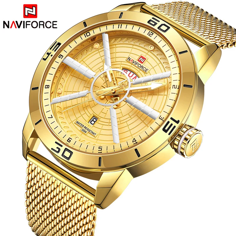 Часы наручные NAVIFORCE Мужские кварцевые модные повседневные брендовые Роскошные