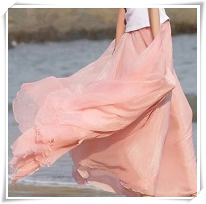 2018 Летняя распродажа Для женщин Boho длинное пляжное юбки Элегантная шифоновая