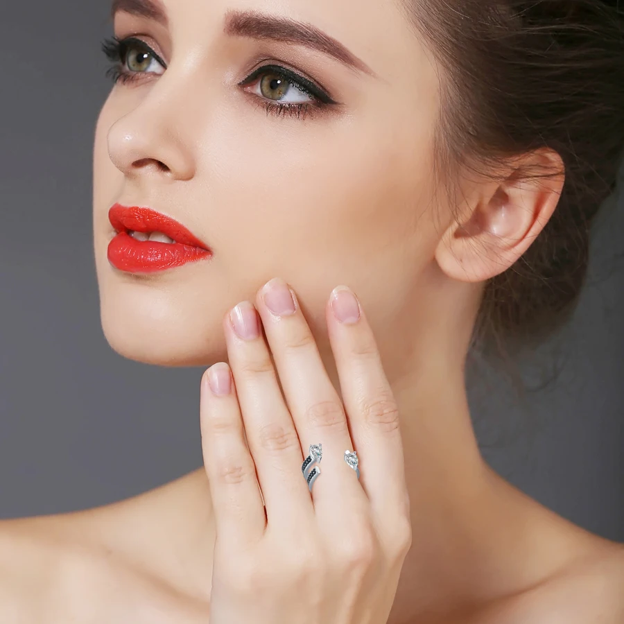 [BLACK AWN] Cute 925 Sterling Silver Jewelry Elegant Engagement Rings for Women Black Spinel Finger Ring G058 | Украшения и