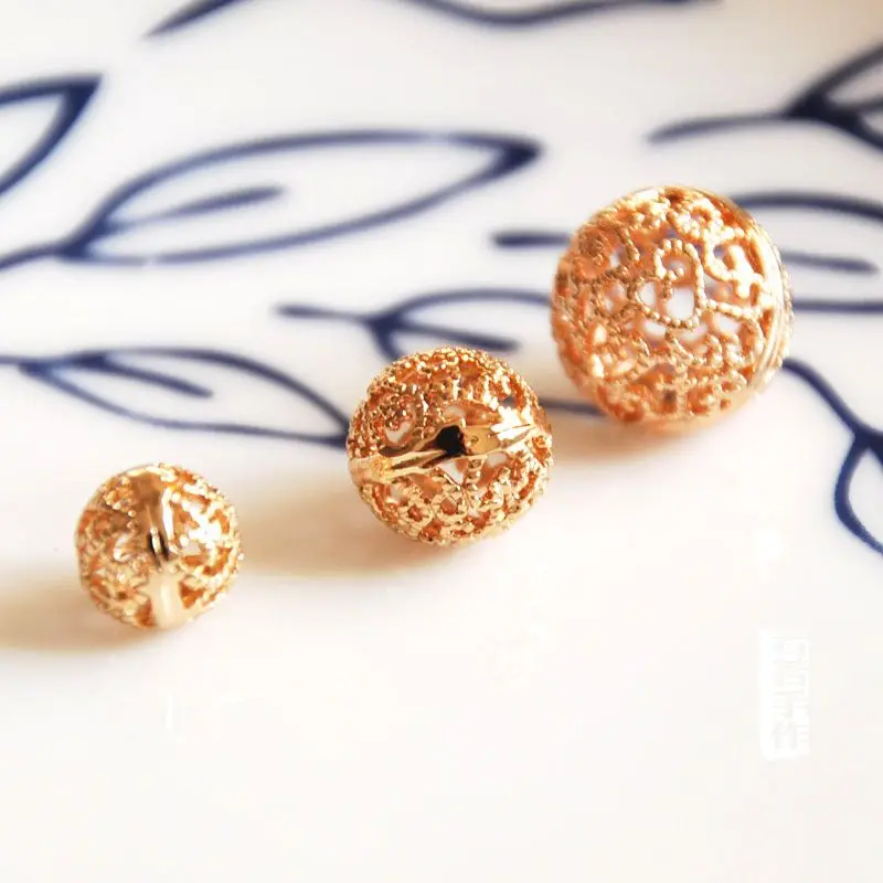 Круглые Пустотелые шарики золотого цвета сделай сам 10 шт./лот браслет ожерелье