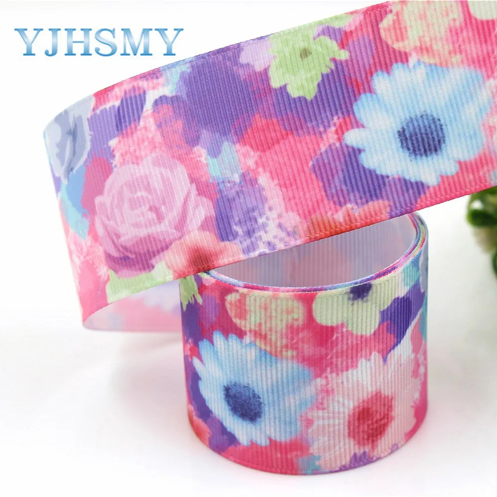 YJHSMY I-19411-936 10 ярдов 38 мм мультфильм цветок термопечать grosgrain ленты Бант колпачок DIY