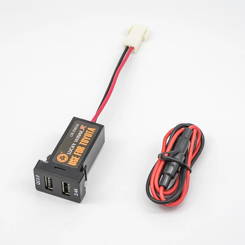 QC3.0 2.4A Quick перезарядка двойной порт разъем двойной USB адаптер питания Разъем для TOYOTA Corolla Auris Lewin Camry Reiz RAV4 - Название цвета: Черный