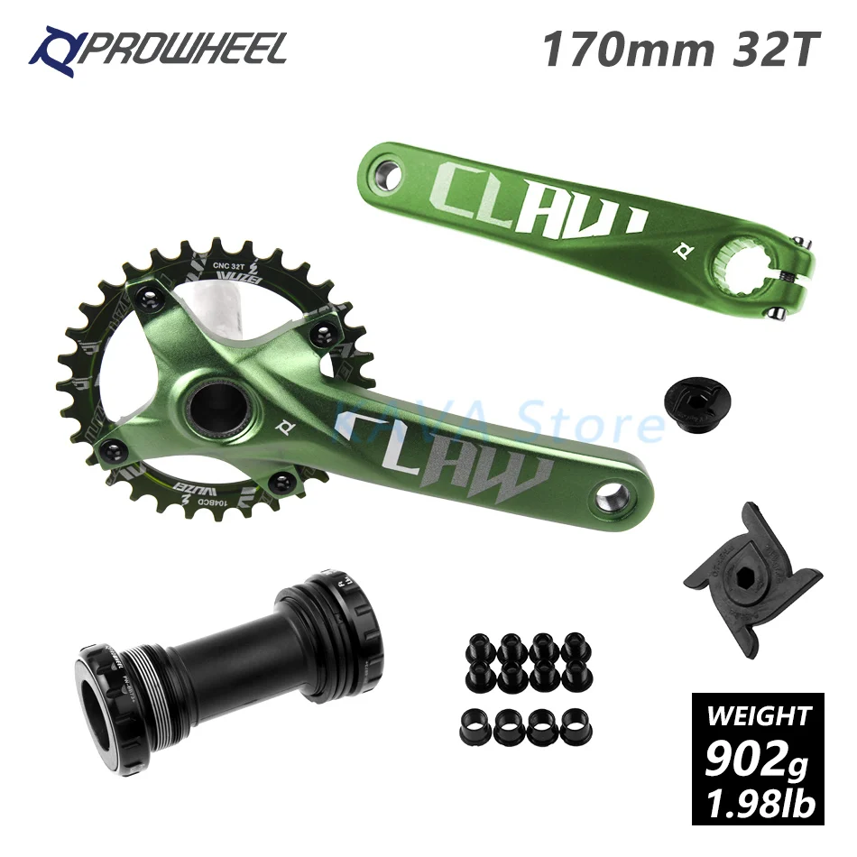 Горный велосипед MTB велосипедные рукоятки передняя Звездочка 104BCD звездочки 170/175 мм Звездочка Круглый 30/32/34/36/38T каретка BB кривошипно комплект - Цвет: 170 Green 32T and BB