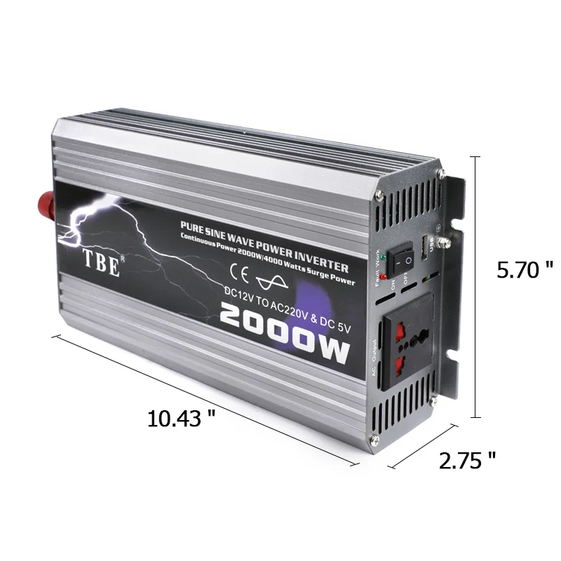 2000 Вт Чистая Синусоидальная волна автомобильный Мощность Инвертор постоянного