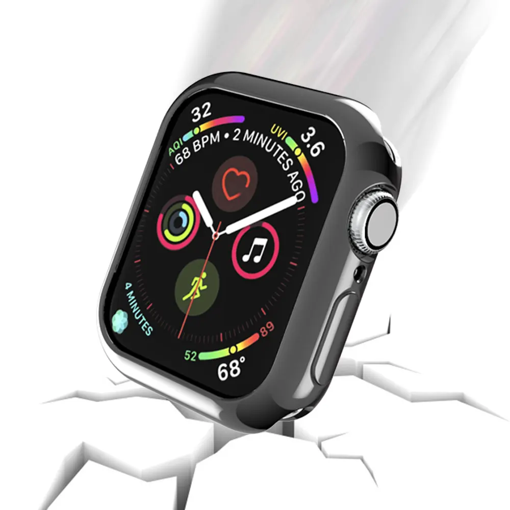 Бампер для Apple watch 5 4 Чехол 44 мм 40 мм iwatch чехол Мягкая пластина TPU Защитный чехол для часов аксессуары 40/44 мм