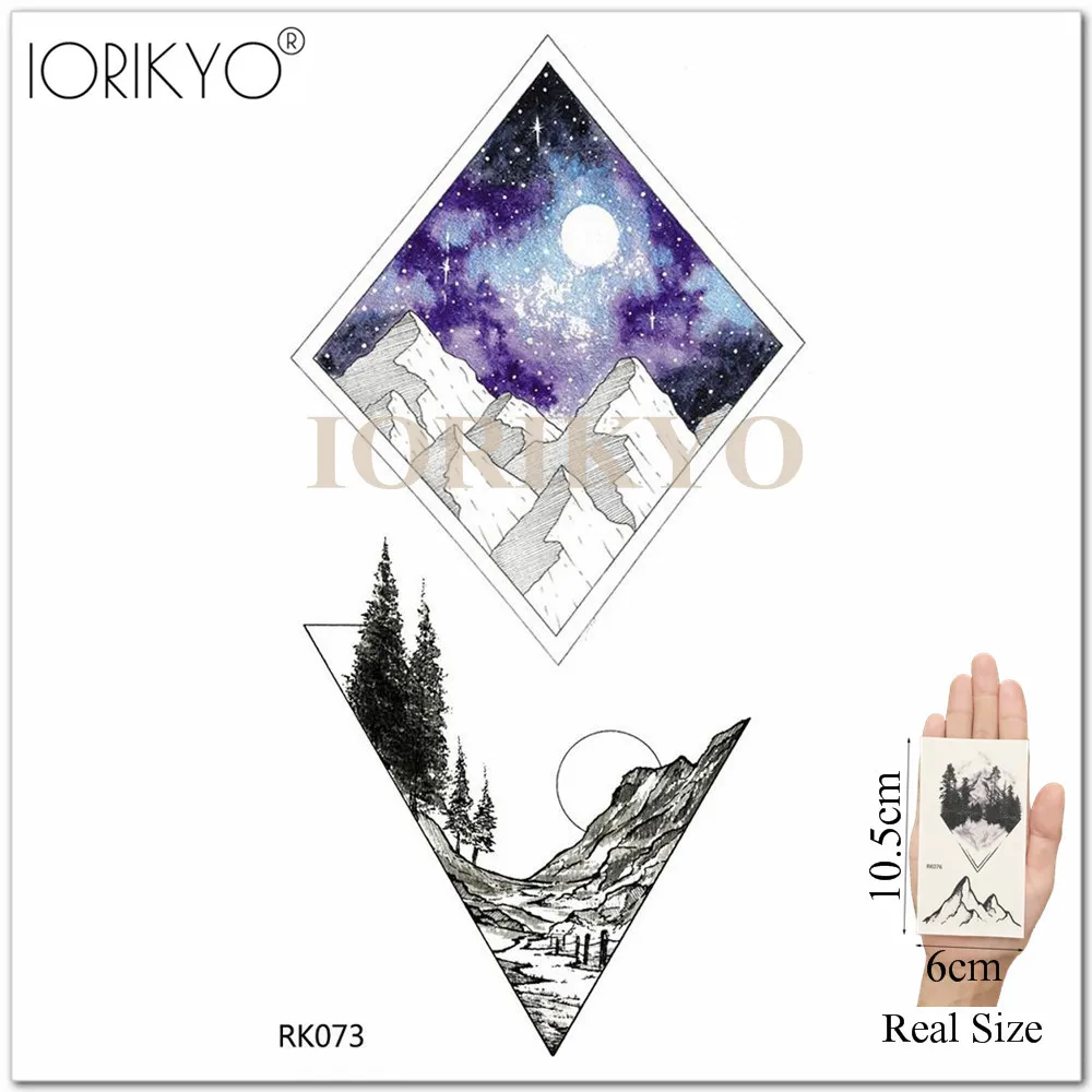 IRK073 Iorikio, черная Геометрическая временная татуировка, старая сосновая елка, женские наклейки на руку, мужские Модные водостойкие татуировки, лесные татуировки, Переводные картинки - Цвет: IRK073
