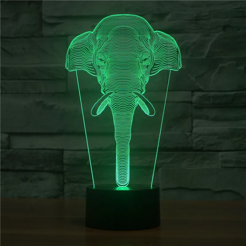 Elephant 3D лампа ночник семь цветов Животные Многоцветный RGB лампа Рождественский Декор Детские Подарочные игрушки сенсорный пульт дистанционного управления настольная лампа - Испускаемый цвет: Elephant