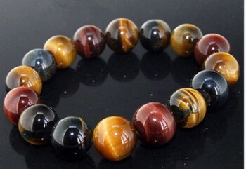 

Free shipping 435 10MM Natural Colorful Tiger Eye Stone Beads Men Jewelry Bracelet Bangle