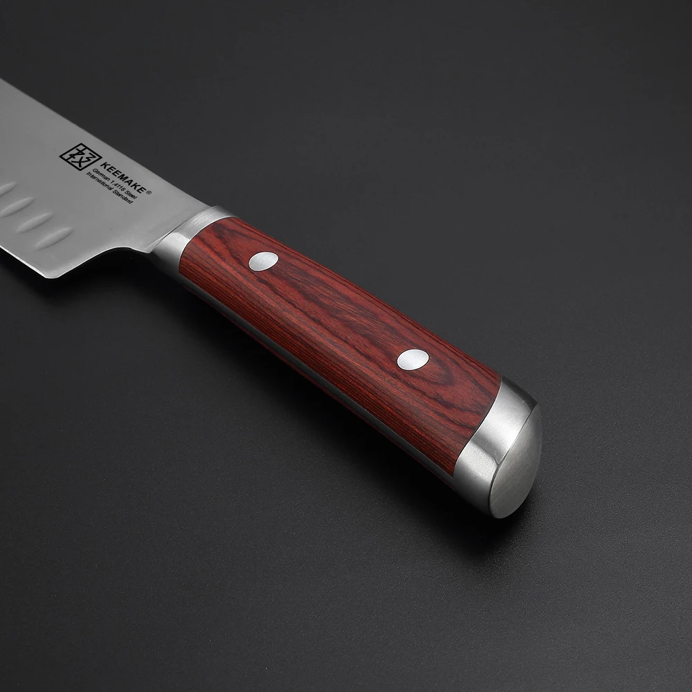 SUNNECKO 7 дюймов Santoku кухонный нож шеф-повара немецкая 1,4116 сталь 58HRC сильное острое лезвие бритвы цвет деревянная ручка резак инструменты