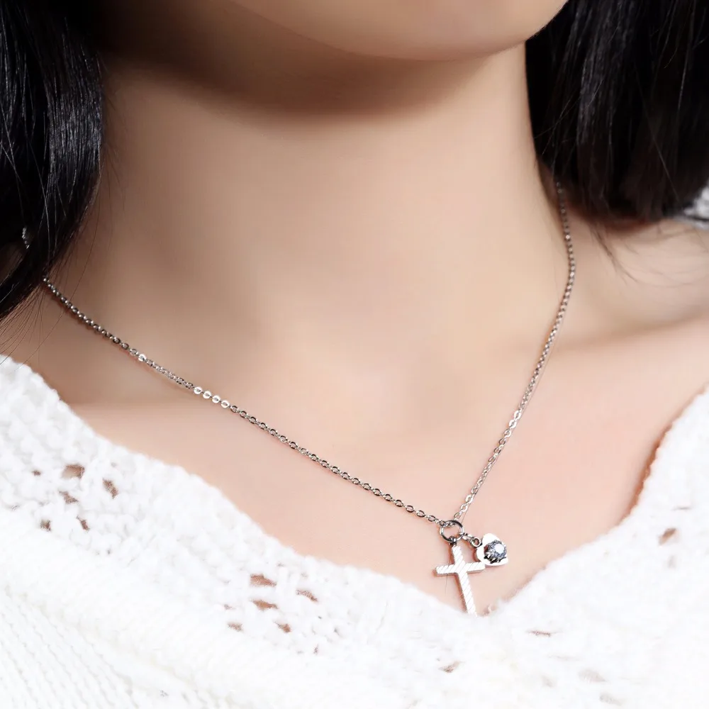 Модное ожерелье с подвеской smalle Cross из нержавеющей стали для женщин инкрустацией