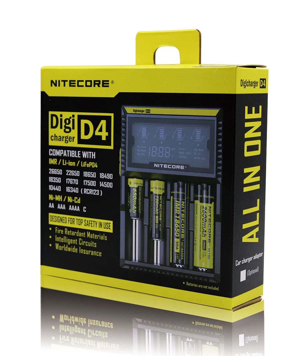 Оригинальное Nitecore D4 зарядное устройство с ЖК-дисплеем интеллектуальное зарядное устройство Li-Ion 18650 14500 17670 18490 17500 AAA 12 в зарядное устройство