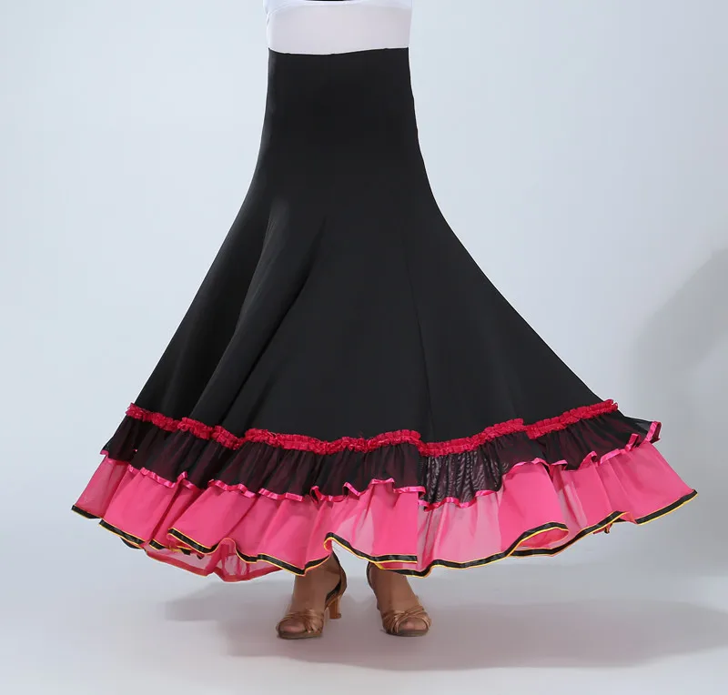 FEECOLOR элегантный костюм для бальных танцев юбка латинских Женская длинная