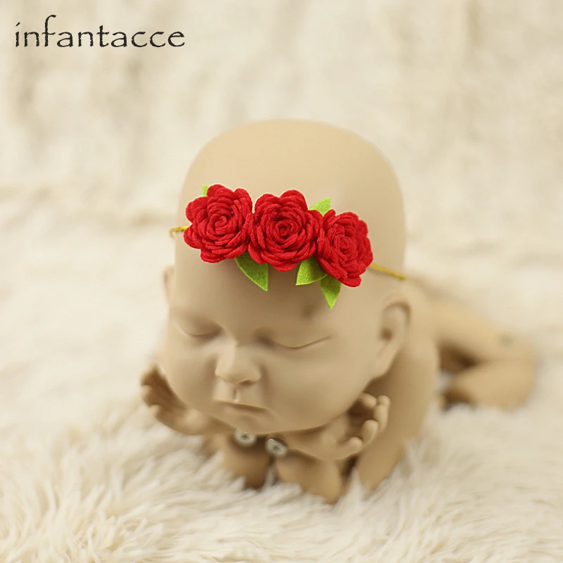 RED Flower Hairband For Girls Newborn Photography Headwears Headbands Hair Baby Accessories | Детская одежда и обувь
