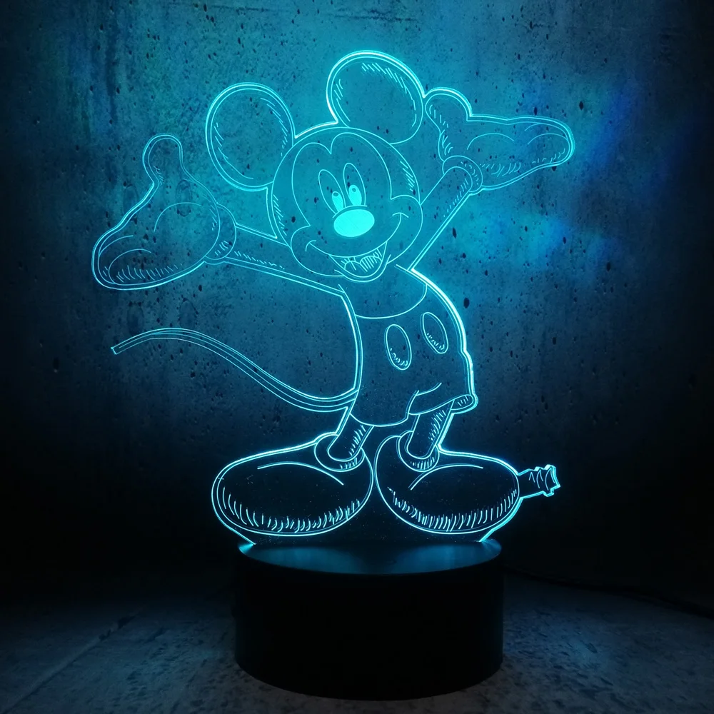 3D LED Микки волна руки улыбка лицо USB ночник Рождественский подарок стол