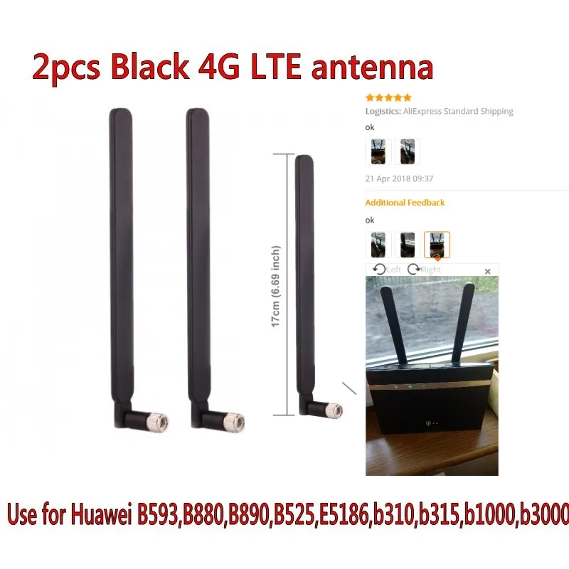 2 шт. антенна B593 5dBi SMA Male для 4G LTE Router as E5186 B315 B310 B525 (белый/черный)|antenna for router|antenna sma