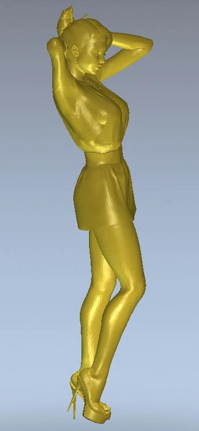 3d модель рельеф для ЧПУ или 3D принтеров в формате STL девочек коротком платье|3d model