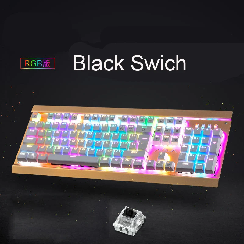 104 keys RGB GK104 Механическая игровая Проводная клавиатура RGB на заказ 16,8 миллионов цветов 87/104 анти-ореолы русский/английский подсветка рабочего стола - Цвет: 104 keys RGB