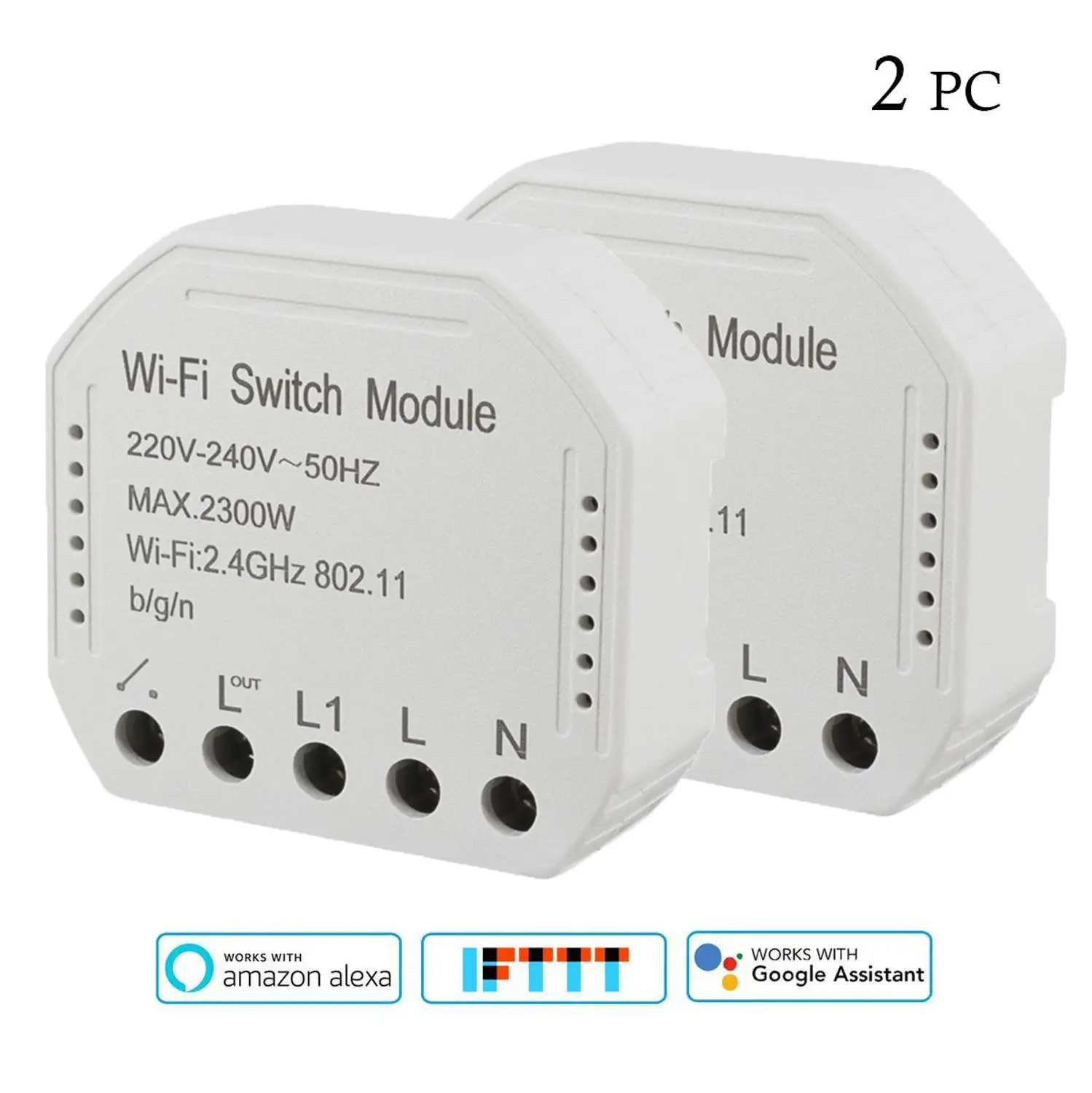 White 2pc Приложение Smart жизнь Wi-Fi Смарт модуль коммутатора 220-240 V 2300 W Управление; Таймер Выключатель света голос Управление работать с Amazon Alexa Google - Цвет: White 2pc